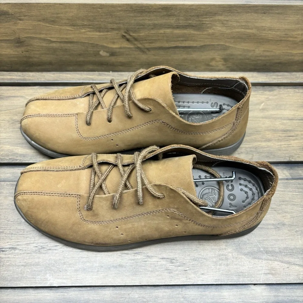 CROCS Shoes Suede‎ Oxford Lace Up Tan Casual Walking Mens Sz 7